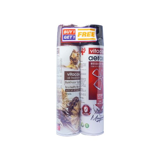 Picture of Vitacare Air Freshener Bakhoor Spray 300 ml FREE with Vitacare Aerosol Mosquito Killer 300 ml